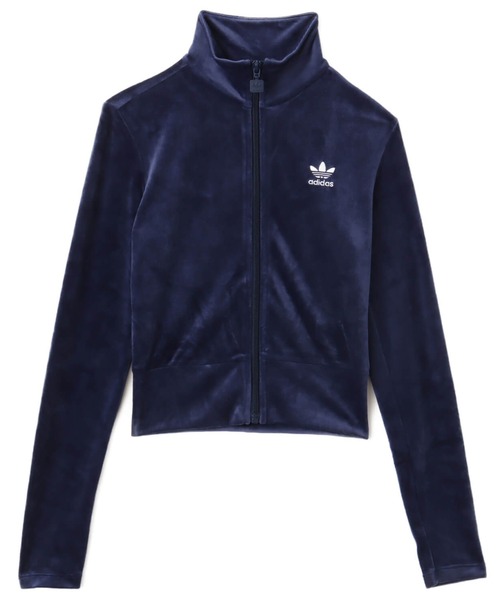 adidas(アディダス)の「adidas Essentials Velvet Fitted Track Top / アディダス エッセンシャルズ ベルベット フィッティド トラックトップ(ジャージ・レディース・インディゴブルー・L/M/S)」の1枚目の写真