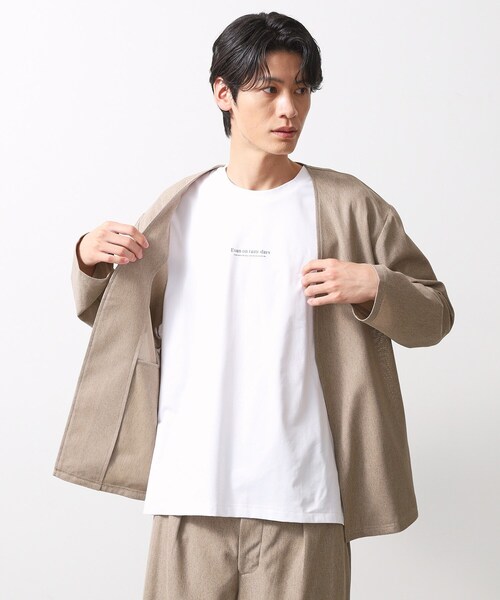 THE SHOP TK (ザ ショップ ティーケー )の「シャリルジャージ カーディガン 洗濯機OK/吸水速乾/イージーケア/セットアップ可(カーディガン/ボレロ・メンズ・ライトグレー/ベージュ/ネイビー・02/03/04)」の1枚目の写真