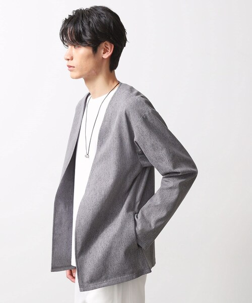 THE SHOP TK (ザ ショップ ティーケー )の「シャリルジャージ カーディガン 洗濯機OK/吸水速乾/イージーケア/セットアップ可(カーディガン/ボレロ・メンズ・ライトグレー/ベージュ/ネイビー・02/03/04)」の5枚目の写真