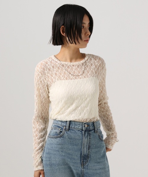 BAYFLOW(ベイフロー)の「カットレースロングスリーブ(Tシャツ/カットソー・レディース・ブラック/オフホワイト・FREE)」の17枚目の写真