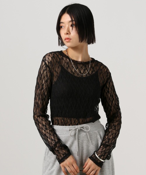 BAYFLOW(ベイフロー)の「カットレースロングスリーブ(Tシャツ/カットソー・レディース・ブラック/オフホワイト・FREE)」の11枚目の写真