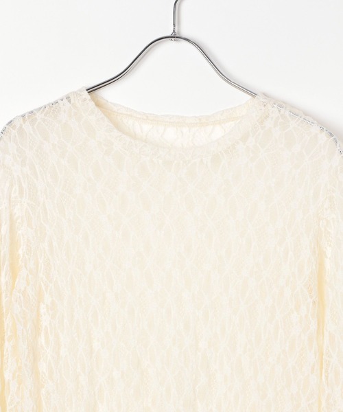 BAYFLOW(ベイフロー)の「カットレースロングスリーブ(Tシャツ/カットソー・レディース・ブラック/オフホワイト・FREE)」の4枚目の写真