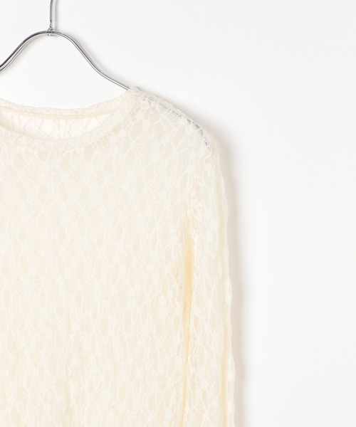 BAYFLOW(ベイフロー)の「カットレースロングスリーブ(Tシャツ/カットソー・レディース・ブラック/オフホワイト・FREE)」の6枚目の写真