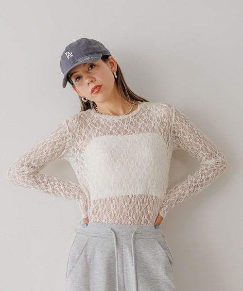 BAYFLOW(ベイフロー)の「カットレースロングスリーブ(Tシャツ/カットソー・レディース・ブラック/オフホワイト・FREE)」の19枚目の写真