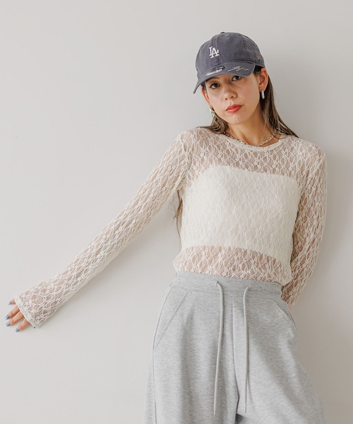 BAYFLOW(ベイフロー)の「カットレースロングスリーブ(Tシャツ/カットソー・レディース・ブラック/オフホワイト・FREE)」の20枚目の写真