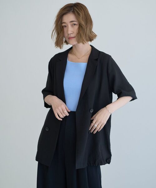 YECCA VECCA（イェッカヴェッカ）の「ハーフスリーブライトジャケット（テーラードジャケット・レディース・ブラック/ブラウン・FREE）」の22枚目の写真