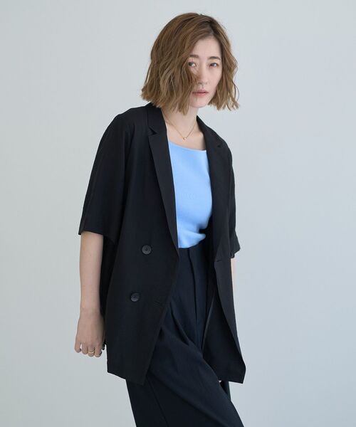 YECCA VECCA（イェッカヴェッカ）の「ハーフスリーブライトジャケット（テーラードジャケット・レディース・ブラック/ブラウン・FREE）」の20枚目の写真