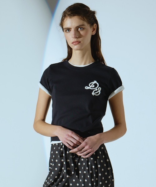 筆記体DSロゴ刺繍Tシャツ（Tシャツ/カットソー）｜DOUBLE