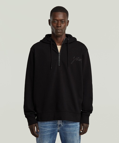 セール】Script Half Zip Hoodie Sweater/ブランドロゴハーフジップ