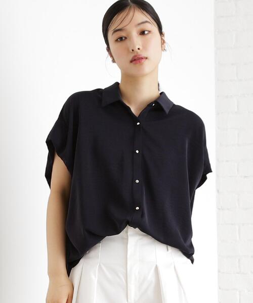 THE SHOP TK (ザ ショップ ティーケー )の「コットンライクブラウス【接触冷感/洗濯機OK/UV/セットアップ可】(シャツ/ブラウス・レディース・ベージュ/ネイビー/アイボリー・12/13)」の3枚目の写真