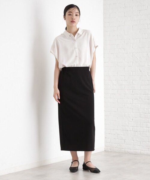 THE SHOP TK (ザ ショップ ティーケー )の「コットンライクブラウス【接触冷感/洗濯機OK/UV/セットアップ可】(シャツ/ブラウス・レディース・ベージュ/ネイビー/アイボリー・12/13)」の6枚目の写真