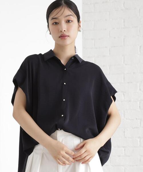 THE SHOP TK (ザ ショップ ティーケー )の「コットンライクブラウス【接触冷感/洗濯機OK/UV/セットアップ可】(シャツ/ブラウス・レディース・ベージュ/ネイビー/アイボリー・12/13)」の8枚目の写真