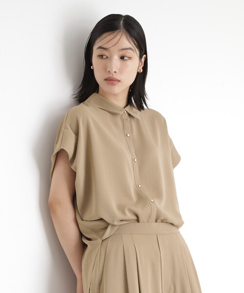 THE SHOP TK (ザ ショップ ティーケー )の「コットンライクブラウス【接触冷感/洗濯機OK/UV/セットアップ可】(シャツ/ブラウス・レディース・ベージュ/ネイビー/アイボリー・12/13)」の13枚目の写真