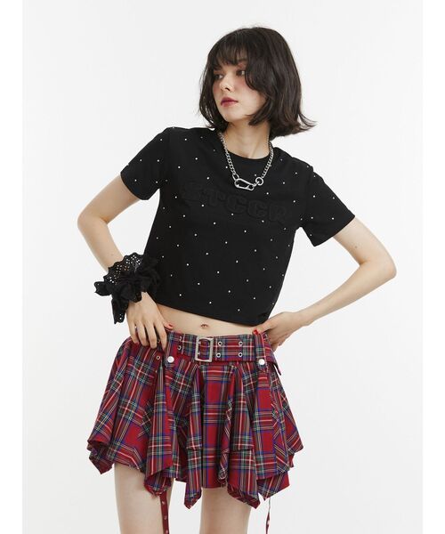 jouetie（ジュエティ）の「ラインストーンロゴTシャツ（Tシャツ/カットソー・レディース・ブラック/オフホワイト・MEDIUM）」の13枚目の写真