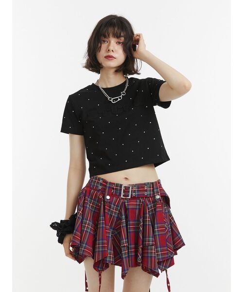 jouetie（ジュエティ）の「ラインストーンロゴTシャツ（Tシャツ/カットソー・レディース・ブラック/オフホワイト・MEDIUM）」の14枚目の写真