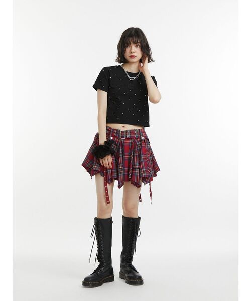 jouetie（ジュエティ）の「ラインストーンロゴTシャツ（Tシャツ/カットソー・レディース・ブラック/オフホワイト・MEDIUM）」の15枚目の写真