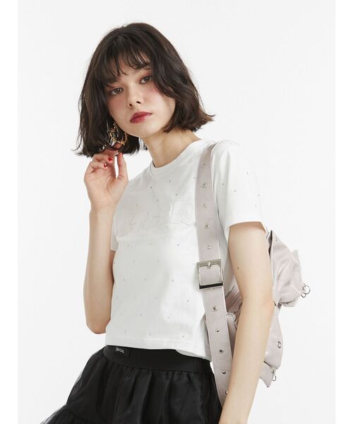 jouetie（ジュエティ）の「ラインストーンロゴTシャツ（Tシャツ/カットソー・レディース・ブラック/オフホワイト・MEDIUM）」の18枚目の写真