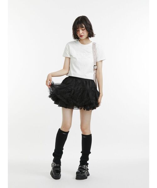 jouetie（ジュエティ）の「ラインストーンロゴTシャツ（Tシャツ/カットソー・レディース・ブラック/オフホワイト・MEDIUM）」の22枚目の写真