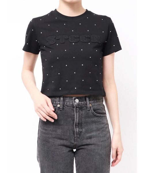 jouetie（ジュエティ）の「ラインストーンロゴTシャツ（Tシャツ/カットソー・レディース・ブラック/オフホワイト・MEDIUM）」の10枚目の写真