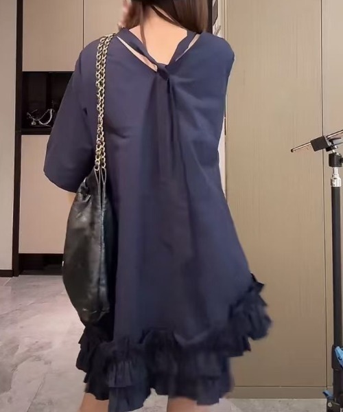 carolinebosmans フリルワンピース】 perna ギャザーキャミフリルワンピース