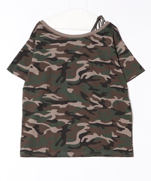 GORGE（ゴージ）の「《ワンショル×ロゴプリント》レディース ルーズTシャツ オーバーサイズ 半袖 春夏秋（Tシャツ/カットソー・レディース・A/カモフラージュ/B/ブラック・F）」の22枚目の写真