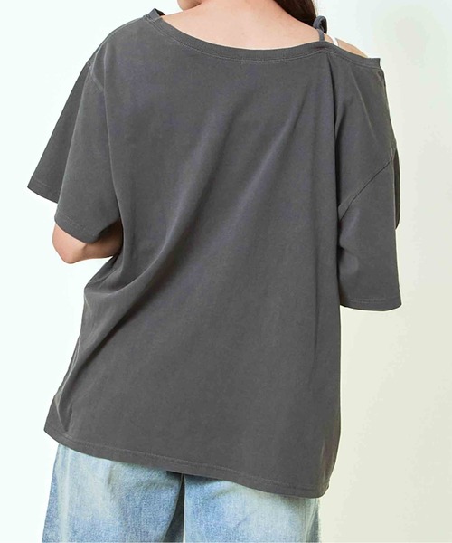 GORGE（ゴージ）の「《ワンショル×ロゴプリント》レディース ルーズTシャツ オーバーサイズ 半袖 春夏秋（Tシャツ/カットソー・レディース・A/カモフラージュ/B/ブラック・F）」の8枚目の写真
