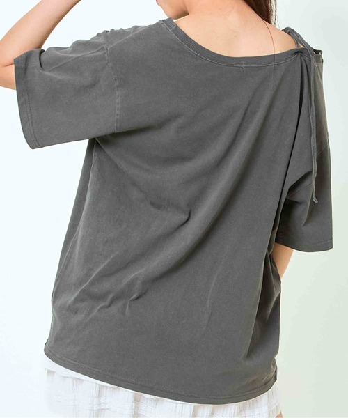 GORGE（ゴージ）の「《ワンショル×ロゴプリント》レディース ルーズTシャツ オーバーサイズ 半袖 春夏秋（Tシャツ/カットソー・レディース・A/カモフラージュ/B/ブラック・F）」の12枚目の写真
