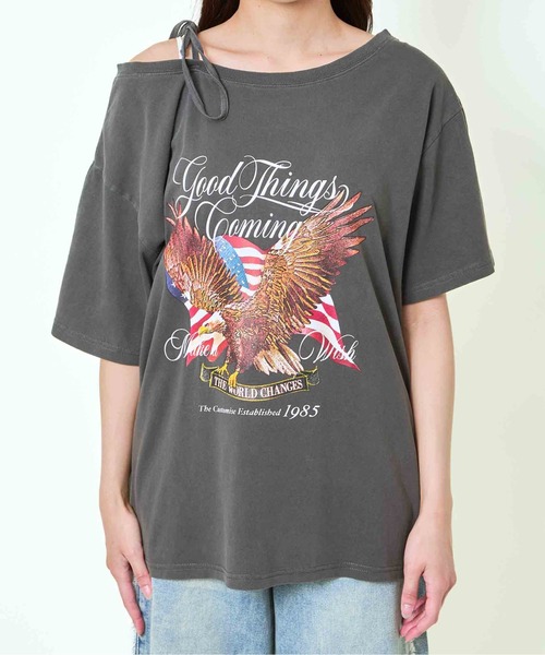 GORGE（ゴージ）の「《ワンショル×ロゴプリント》レディース ルーズTシャツ オーバーサイズ 半袖 春夏秋（Tシャツ/カットソー・レディース・A/カモフラージュ/B/ブラック・F）」の16枚目の写真