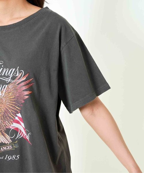 GORGE（ゴージ）の「《ワンショル×ロゴプリント》レディース ルーズTシャツ オーバーサイズ 半袖 春夏秋（Tシャツ/カットソー・レディース・A/カモフラージュ/B/ブラック・F）」の19枚目の写真