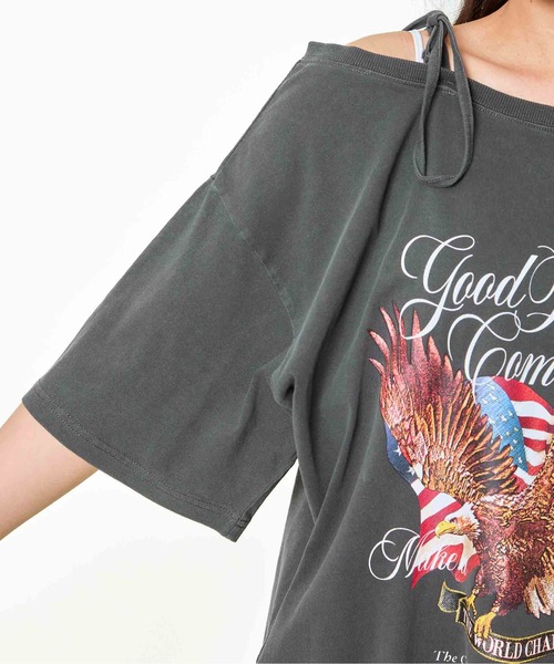 GORGE（ゴージ）の「《ワンショル×ロゴプリント》レディース ルーズTシャツ オーバーサイズ 半袖 春夏秋（Tシャツ/カットソー・レディース・A/カモフラージュ/B/ブラック・F）」の20枚目の写真