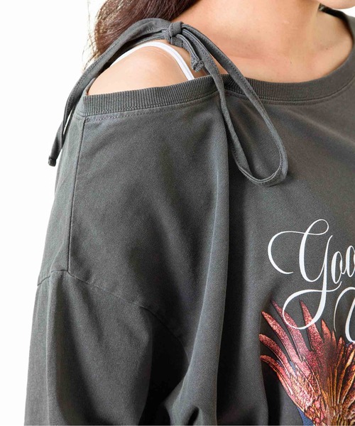 GORGE（ゴージ）の「《ワンショル×ロゴプリント》レディース ルーズTシャツ オーバーサイズ 半袖 春夏秋（Tシャツ/カットソー・レディース・A/カモフラージュ/B/ブラック・F）」の21枚目の写真