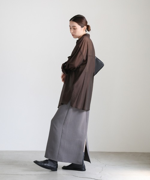 select MOCA（セレクトモカ）の「ピンストライプロングスカート（スカート・レディース・ネイビー/グレー・LARGE/MEDIUM）」の10枚目の写真