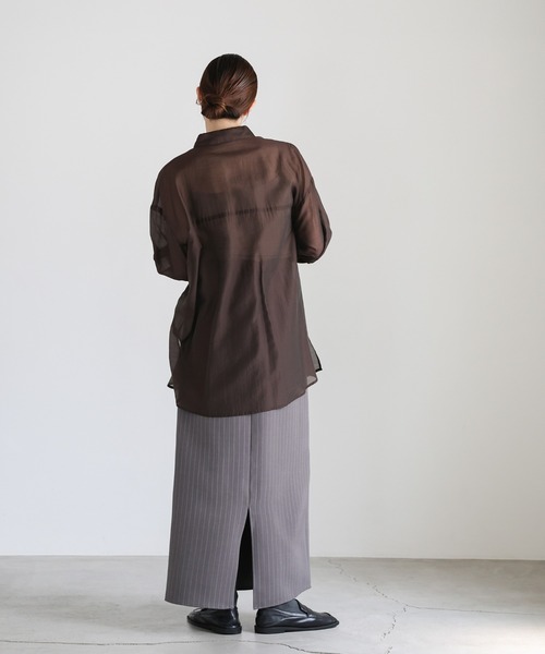 select MOCA（セレクトモカ）の「ピンストライプロングスカート（スカート・レディース・ネイビー/グレー・LARGE/MEDIUM）」の13枚目の写真