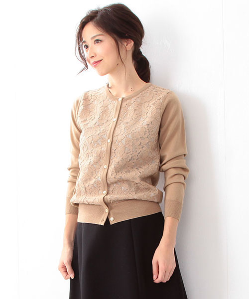 デミルクス ビームス カットソー 長袖 レース ベージュ /YI ■MO デミルクス ビームス Demi-Luxe BEAMS カットソー 長袖 レース