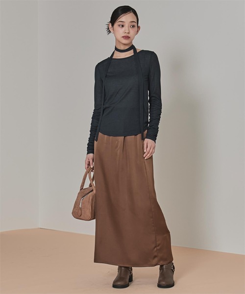 miette（ミエット）の「タイ付きシャーリングシアートップス（Tシャツ/カットソー・レディース・ブルー/オフホワイト/ネイビー/ブラウン/ピンク・FREE）」の18枚目の写真