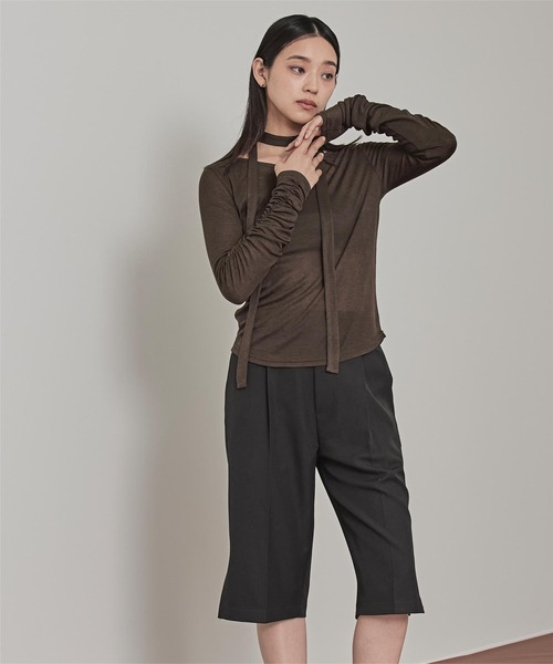 miette（ミエット）の「タイ付きシャーリングシアートップス（Tシャツ/カットソー・レディース・ブルー/オフホワイト/ネイビー/ブラウン/ピンク・FREE）」の15枚目の写真