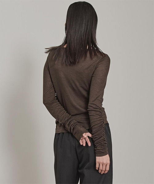 miette（ミエット）の「タイ付きシャーリングシアートップス（Tシャツ/カットソー・レディース・ブルー/オフホワイト/ネイビー/ブラウン/ピンク・FREE）」の16枚目の写真