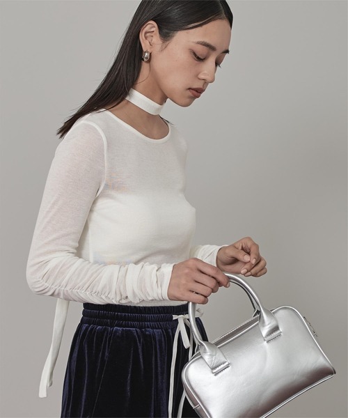 miette（ミエット）の「タイ付きシャーリングシアートップス（Tシャツ/カットソー・レディース・ブルー/オフホワイト/ネイビー/ブラウン/ピンク・FREE）」の7枚目の写真