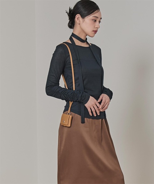miette（ミエット）の「タイ付きシャーリングシアートップス（Tシャツ/カットソー・レディース・ブルー/オフホワイト/ネイビー/ブラウン/ピンク・FREE）」の22枚目の写真