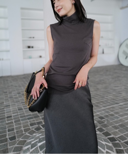 レースレイヤードサテンナロースカート（スカート）｜anuans（ア