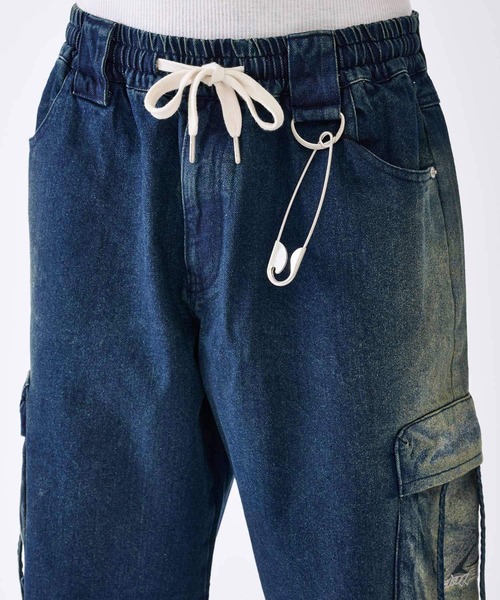★boohoo★ ショート丈 ベルト付き カーゴ デニム プレイスーツ PAGEBOY ジーンズ デニム デニムパンツ デニムカーゴパンツ