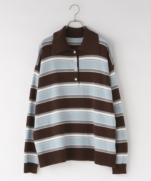 LOWRYS FARM（ローリーズファーム）の「ラガーニットプルオーバーＬＳ　581147（ニット/セーター・レディース・ブラウン/ネイビー・FREE）」の9枚目の写真