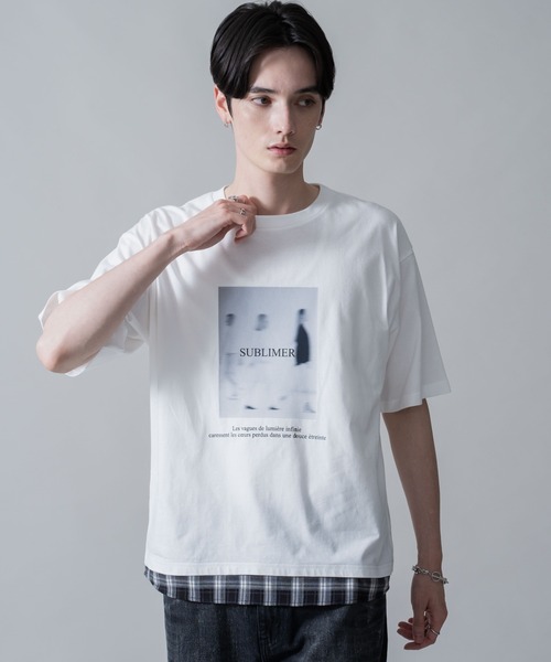 BROWNY（ブラウニー）の「BROWNY/チェックドッキングT（Tシャツ/カットソー・メンズ・ブラック/ホワイト・LARGE/MEDIUM）」の2枚目の写真
