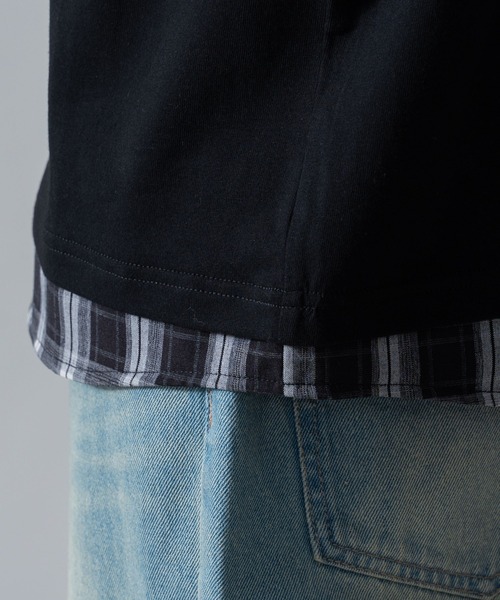 BROWNY（ブラウニー）の「BROWNY/チェックドッキングT（Tシャツ/カットソー・メンズ・ブラック/ホワイト・LARGE/MEDIUM）」の5枚目の写真
