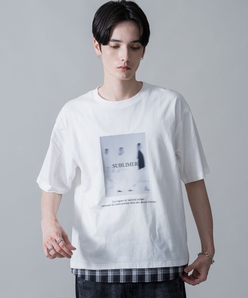 BROWNY（ブラウニー）の「BROWNY/チェックドッキングT（Tシャツ/カットソー・メンズ・ブラック/ホワイト・LARGE/MEDIUM）」の7枚目の写真