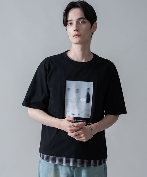 BROWNY（ブラウニー）の「BROWNY/チェックドッキングT（Tシャツ/カットソー・メンズ・ブラック/ホワイト・LARGE/MEDIUM）」の13枚目の写真