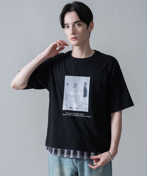 BROWNY（ブラウニー）の「BROWNY/チェックドッキングT（Tシャツ/カットソー・メンズ・ブラック/ホワイト・LARGE/MEDIUM）」の14枚目の写真
