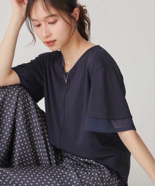 COUP DE CHANCE（クードシャンス）の「【手洗い可】リラクシージャージトップス（Tシャツ/カットソー・レディース・ネイビー/ホワイト/ナチュラル/ブラック/ネイビー系/ブラック系・38/34）」の5枚目の写真