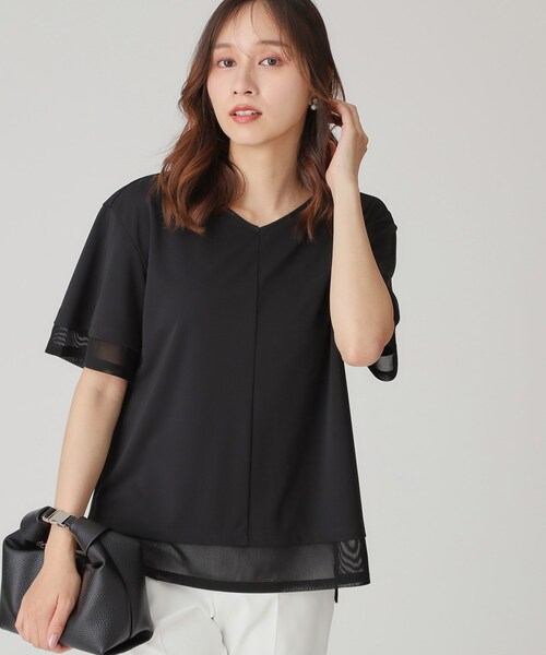 COUP DE CHANCE（クードシャンス）の「【手洗い可】リラクシージャージトップス（Tシャツ/カットソー・レディース・ネイビー/ホワイト/ナチュラル/ブラック/ネイビー系/ブラック系・38/34）」の3枚目の写真
