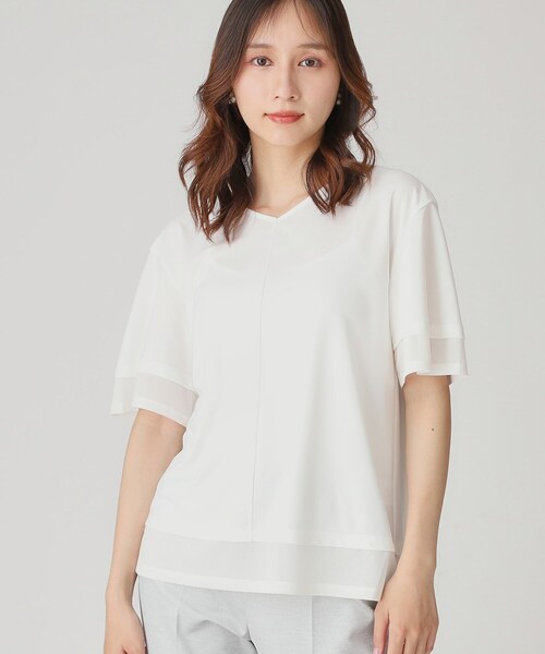 COUP DE CHANCE（クードシャンス）の「【手洗い可】リラクシージャージトップス（Tシャツ/カットソー・レディース・ネイビー/ホワイト/ナチュラル/ブラック/ネイビー系/ブラック系・38/34）」の9枚目の写真